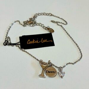 COOKIE LEE Martini Glass Necklace “Cheers”